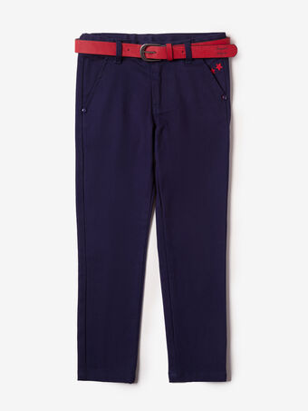 Pantalon bleu marine et ceinture contrastée enfant garçon VOTOAGE / 20H3PGZ2PANC210