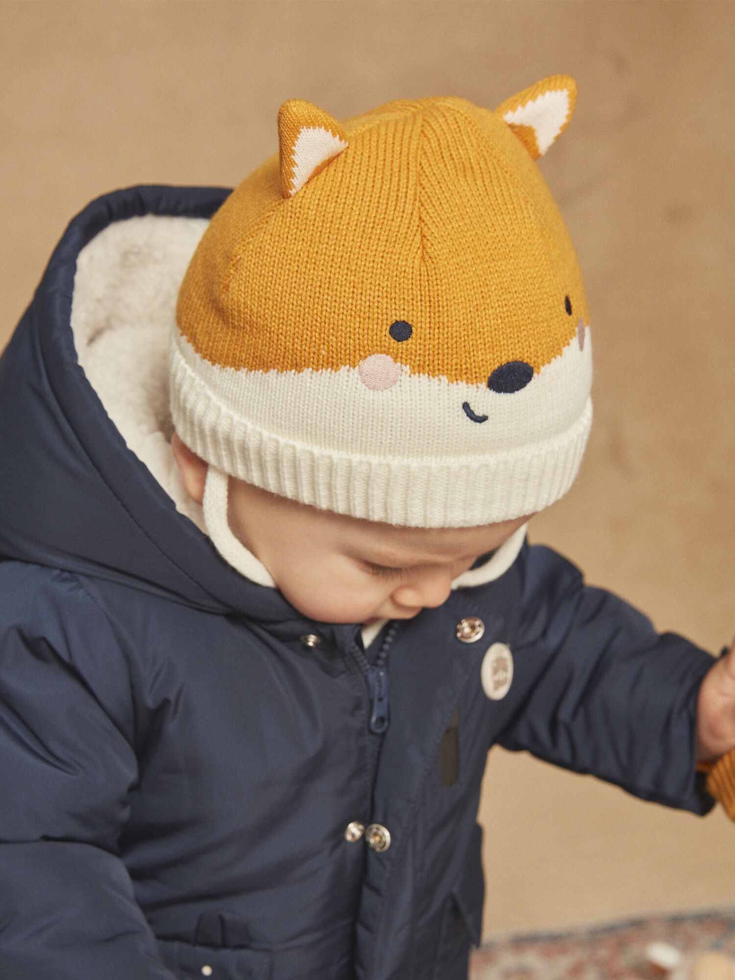 Bonnet blanc et miel en tricot Garcon Sergent Major