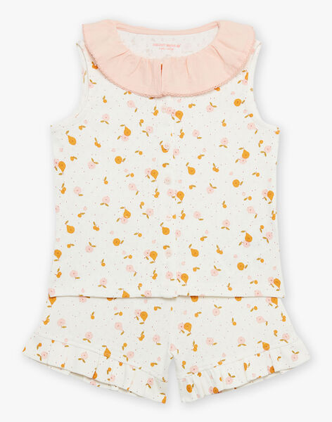 Ensemble pyjama débardeur et short écru à imprimé fruits FLOFLETTE / 23E5PF33PYJ001