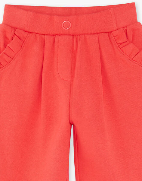 Pantalon de jogging rose à poches volantées enfant fille ZLYZETTE / 21E2PFK2JGB419