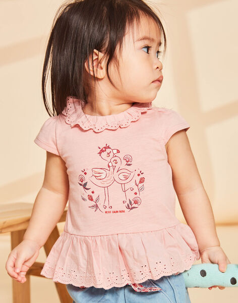 T-shirt blush à motif flamants rose FAWILLOW / 23E1BFQ1TEED300