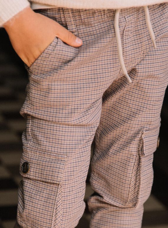 Pantalon cargo à motif pied de poule DEDOUAGE / 22H3PGR2PANI814