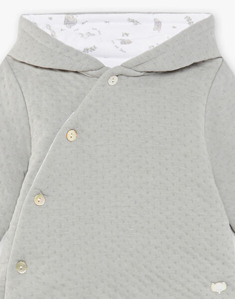 Veste à capuche en coton tubique vert sauge réversible naissance mixte COLMAN / 22E0CMC1VESG610