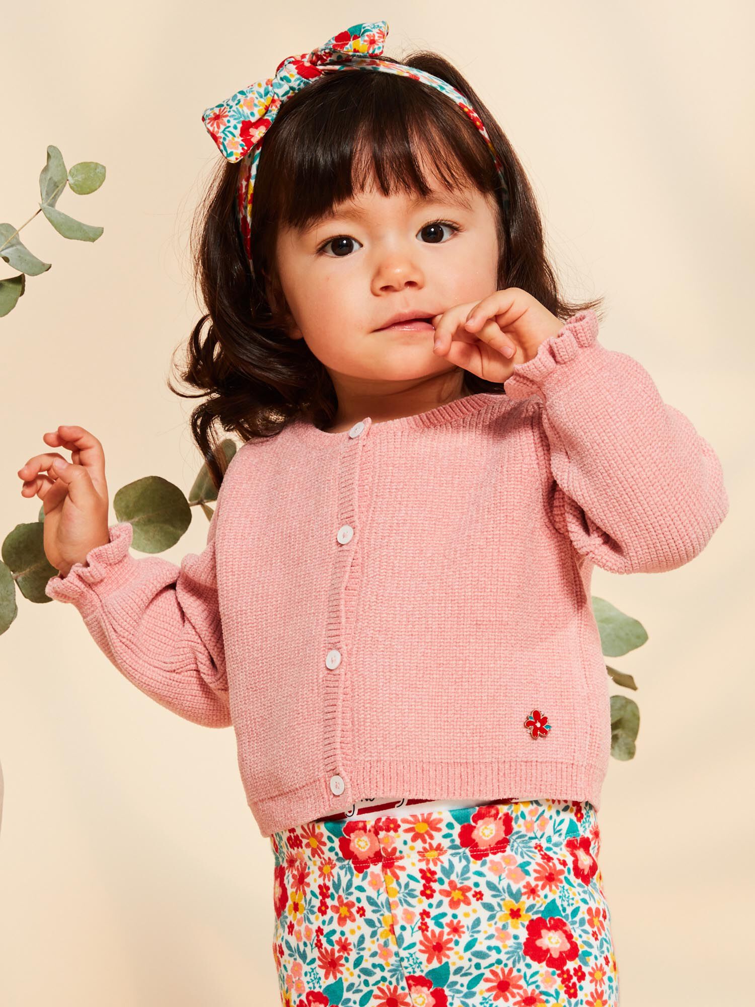 Gilet en tricot rose Fille Sergent Major