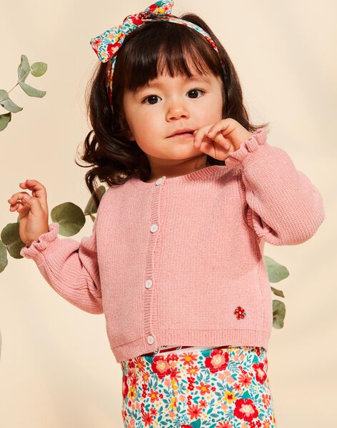 Gilet en tricot rose FADORIANE / 23E1BFB1CARD309