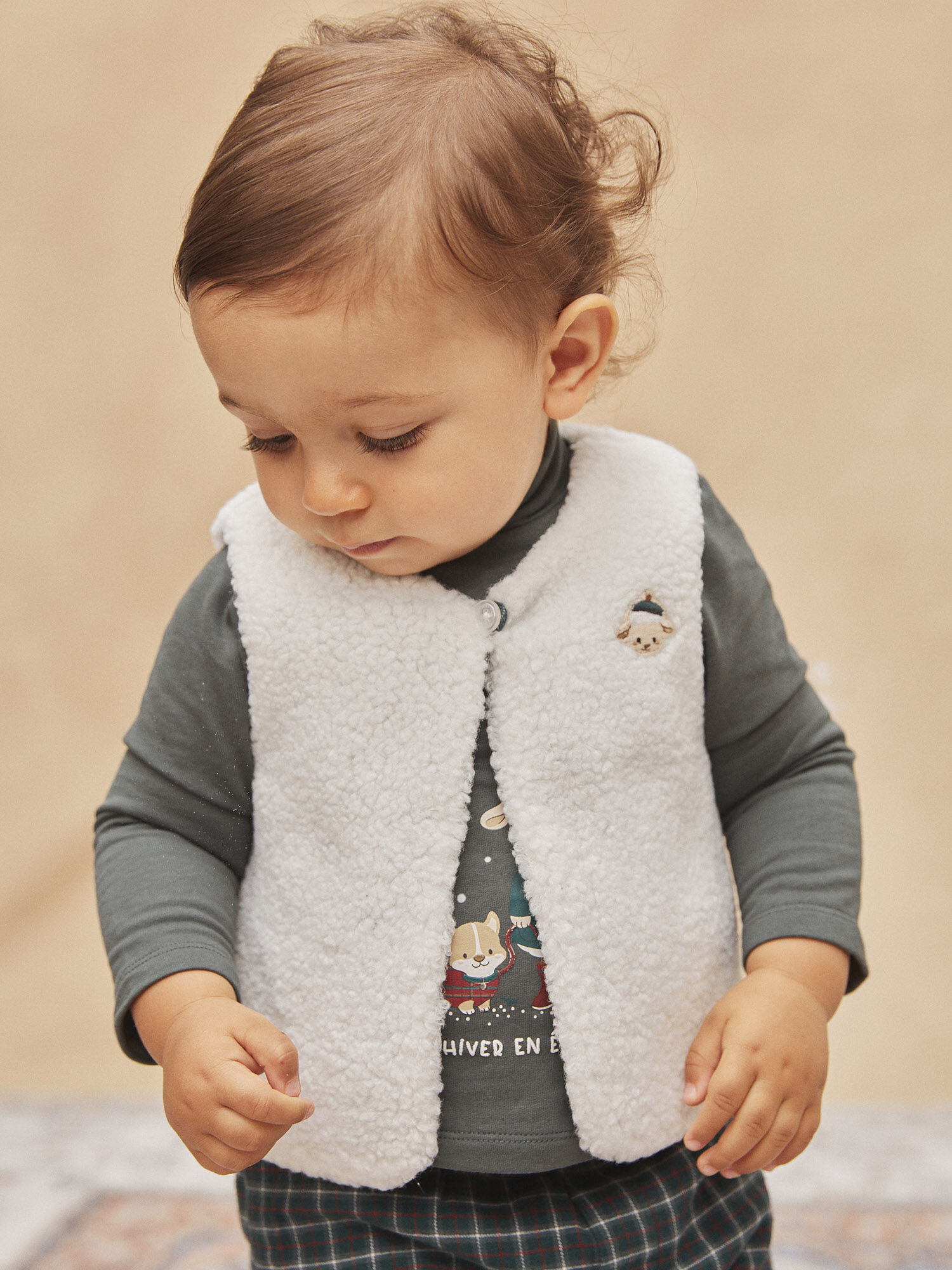 Cardigan cru sans manches en fourrure synth tique