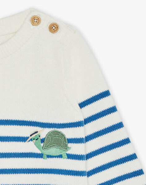 Pull marinière bleu marine et écru FAMAURICE / 23E1BGN1PUL001