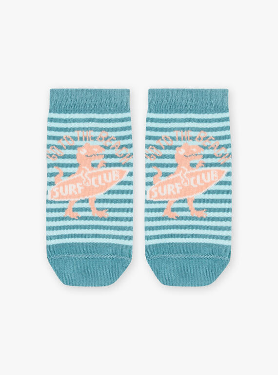Chaussettes bleues à imprimé à rayures et à motif dinosaure FLUSTRAGE / 23E4PGQ1SOQ205