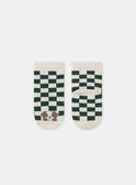 Chaussettes à damier vert et écru avec tête de chien Bébé Garçon NAFLORIAN / 25H4BGL1SOQ001
