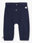 Pantalon en tubique bleu marine FAKAMEL / 23E1BGC1PAN070