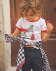 T-shirt blanc avec dinosaures sur des vélos FEMIAGE / 23E3PGB1TMC001