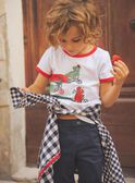 T-shirt blanc avec dinosaures sur des vélos FEMIAGE / 23E3PGB1TMC001