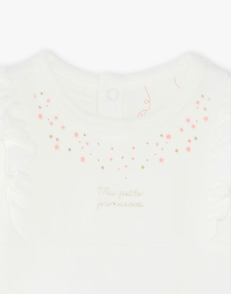 Pyjama En Velours Ecru Bebe Fille