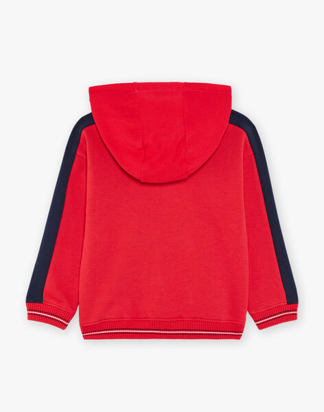 Sweat à capuche bicolore rouge et bleu marine FEGILAGE / 23E3PGB1GIL506