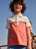 Polo écru et corail enfant garçon CUWIAGE / 22E3PGP1POL001