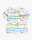 T-shirt écru à motifs dinosaures et rayures bébé garçon CAWILL / 22E1BGP1TMC001