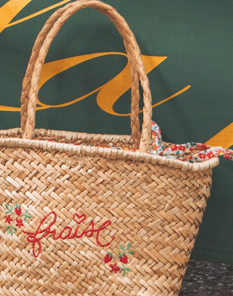 Sac panier en paille brodé Fraise FEPANIETTE / 23E4PFB1BES009
