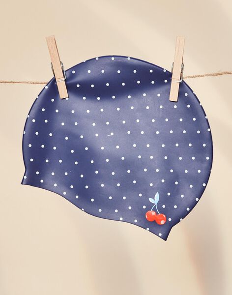 Bonnet de piscine bleu marine à pois blancs FRYBONETTE / 23E4PFL1D4Y070