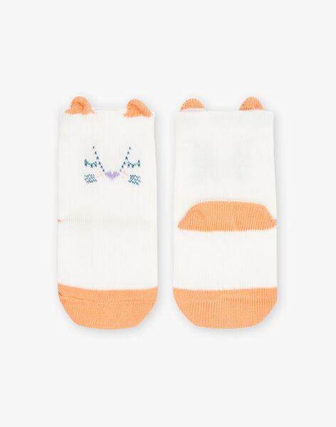 Chaussettes basses vanille à broderie Jacquard animal FAPINA / 23E4BFO1SOB114