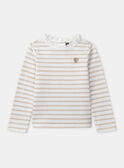 T-shirt blanc à rayures doré avec col et manches longues Fille NIXUBETTE 3 / 25H2PFH2TML001