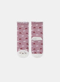 Chaussettes rose imprimé fleuries et tête de chat  NAELENI / 25H4BFL1SOQ303