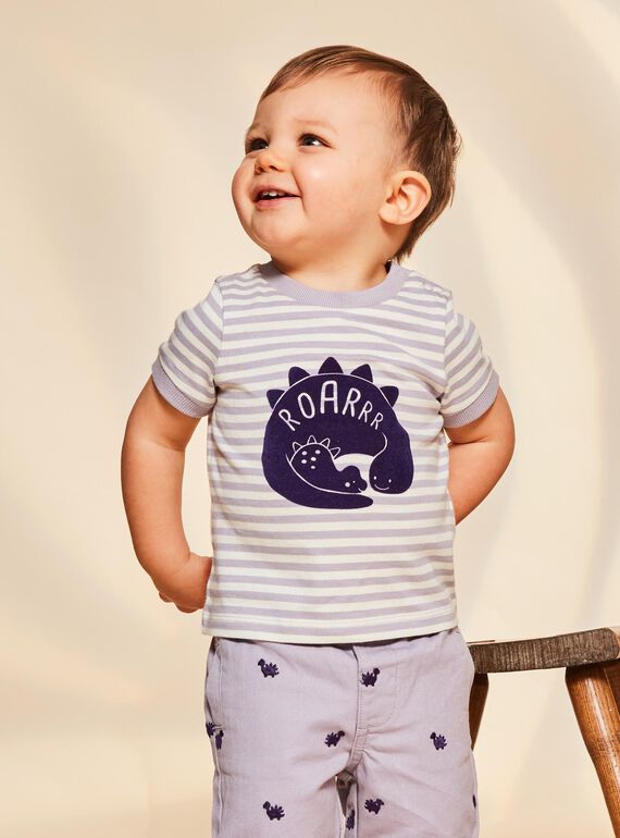 T-shirt lilas manches courtes à rayures FAOCTAVE / 23E1BGO1TMCH700