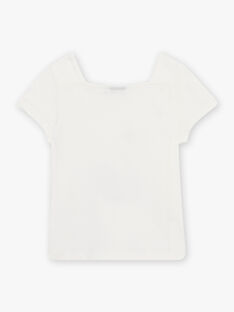 T-shirt écru motif cygne fantaisie enfant fille CIGNETTE / 22E2PF81TMC001