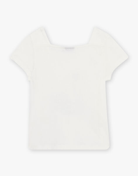 T-shirt écru motif cygne fantaisie enfant fille CIGNETTE / 22E2PF81TMC001