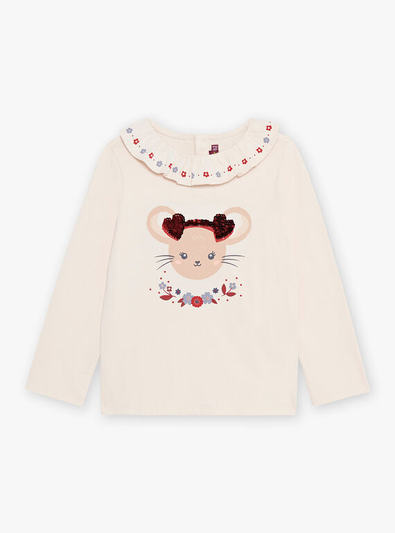 T-shirt beige à manches longues et à motif tête de souris DRITIMETTE / 22H2PFX2TML808