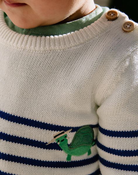 Pull marinière bleu marine et écru FAMAURICE / 23E1BGN1PUL001