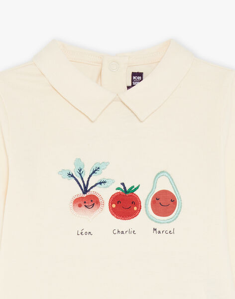 Polo vanille à patchs légumes brodés FACETHAN / 23E1BGB1POL114