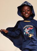 Pyjama deux pièces bleu foncé en coton avec cape tête de loup FLORIAGE2 / 23E5PG41PYT705