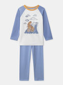 Pyjama bleu et blanc en velours imprimé tigre Garçon NUITIGRAGE / 25H5PGB4PYJ000