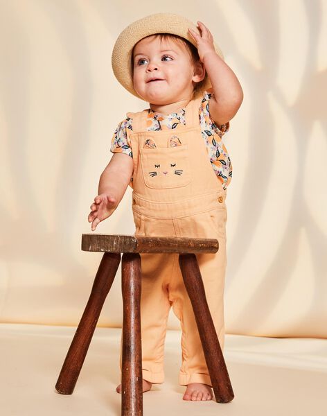Salopette orange clémentine en twill à découpe oreilles de chat FAPRIA / 23E1BFO1SALE409