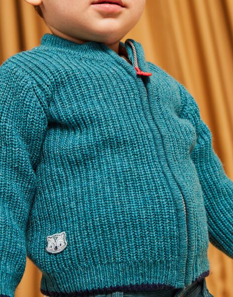 Gilet en maille bleu canard DANOUR / 22H1BGU1GIL714