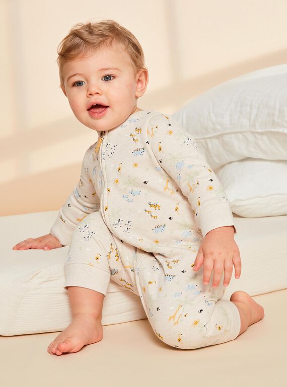 Grenouillère beige clair thème jungle FEDORIAN / 23E5BG25GREA011