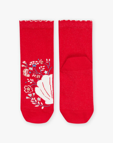 Chaussettes rouges à coquillage et fleurs FOCHOETTE / 23E4PFC1SOQ410