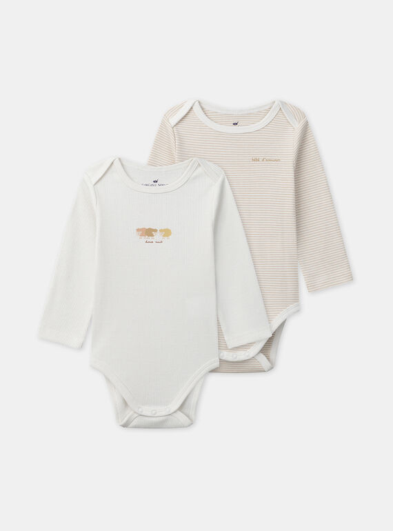 Lot de 2 bodies à rayures ou uni Bébé Garçon NEJOLAN / 25H5BGC1BDLA002