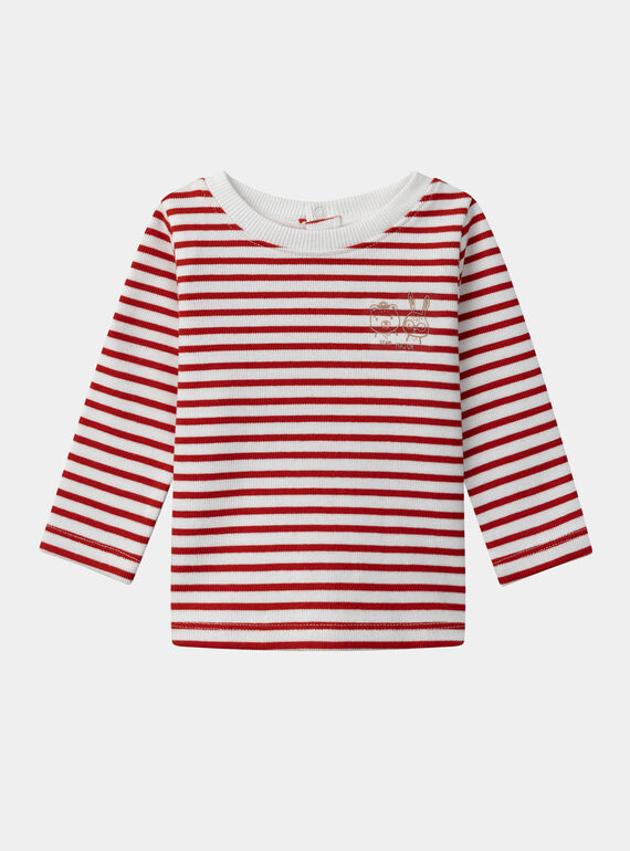 Tshirt à rayures rouges et blanches et manches longues Bébé Garçon NADAVID / 25H1BGK1TML001