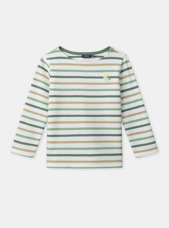 T-shirt à rayures vertes et manches longues Garçon NARAYAGE / 25H3PGJ1TML632