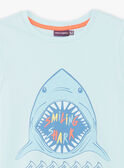 T-shirt manches courtes bleu ciel imprimé requin enfant garçon ZUZAGE1 / 21E3PGL3TMC614