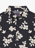 Chemise noir ardoise à imprimé feuilles et tortues FATONY / 23E1BGP1CHMJ900
