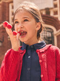 Cardigan rouge à col volant Fille NOMALETTE / 25H2PFP2CAR050