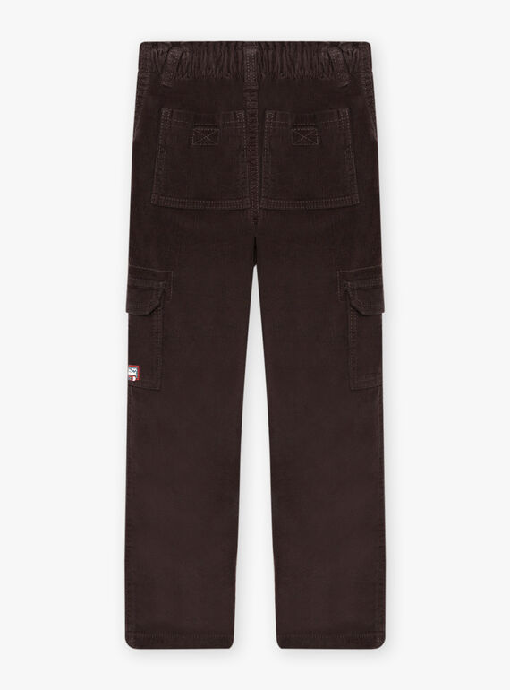 Pantalon multi-poches noir en velours enfant garçon BOROAGE / 21H3PGO2PAN814