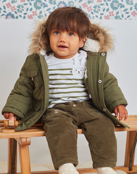 Parka Kaki A Capuche Avec Moufles Integrees Bebe Garcon Achat En Ligne Manteau Parka Et Veste Sergentmajor