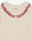 Cardigan beige et rouge à volants DRICARETTE / 22H2PFX1CAR808