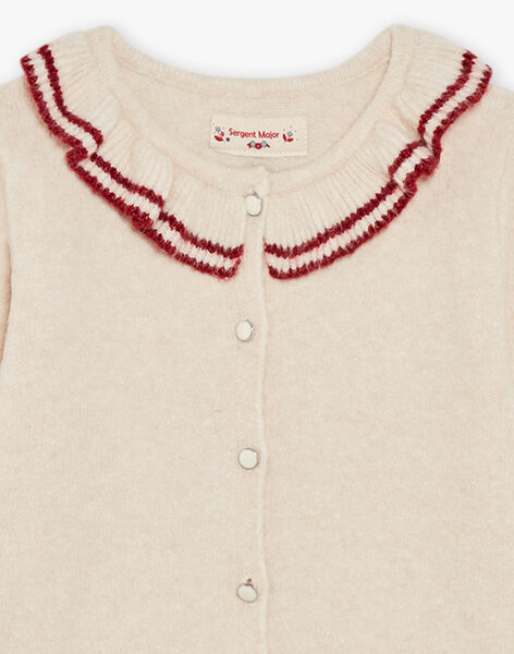 Cardigan beige et rouge à volants DRICARETTE / 22H2PFX1CAR808