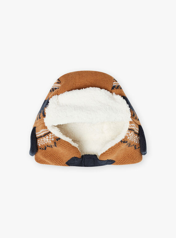 Chapka camel maille jacquard motifs ours enfant garçon BITETAGE / 21H4PGE3BON804