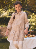 Robe vichy marron et blanc et manches longues à bas Fille NIFILLETTE / 25H2PFL1ROB001