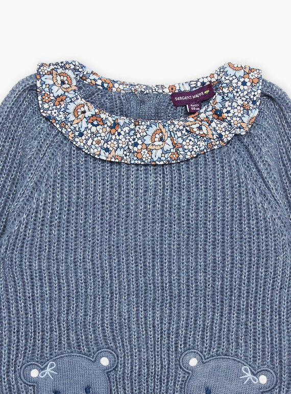 Pull bleu gris en tricot DAROMY / 22H1BFY1PULC206